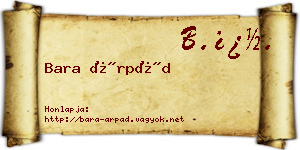 Bara Árpád névjegykártya