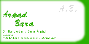 arpad bara business card
