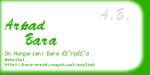 arpad bara business card